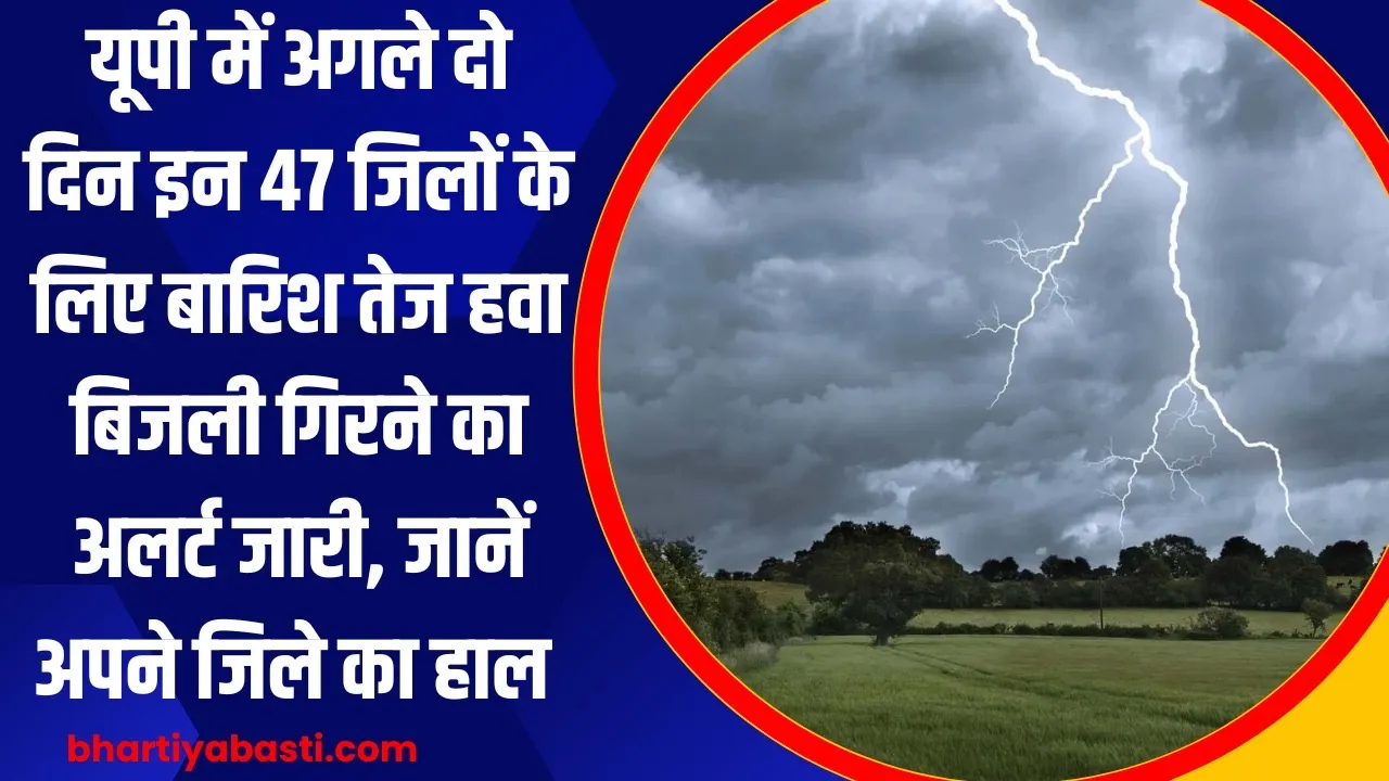 यूपी में अगले दो दिन इन 47 जिलों के लिए बारिश, तेज हवा, बिजली गिरने का अलर्ट जारी, जानें अपने जिले का हाल 