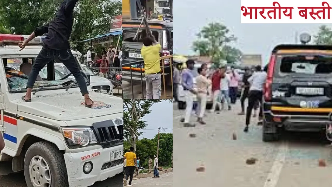 प्रयागराज में सियासी बवाल! चंद्रशेखर को रोका तो भड़की भीड़, पुलिस पर पथराव, गाड़ियों में आग