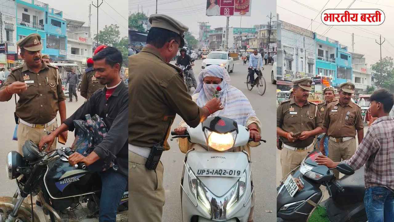 बस्ती में सिर्फ़ 3 घंटे में 150 चालान! हेलमेट-सीट बेल्ट भूलने वालों पर टूटा कहर