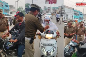 बस्ती में सिर्फ़ 3 घंटे में 150 चालान! हेलमेट-सीट बेल्ट भूलने वालों पर टूटा कहर