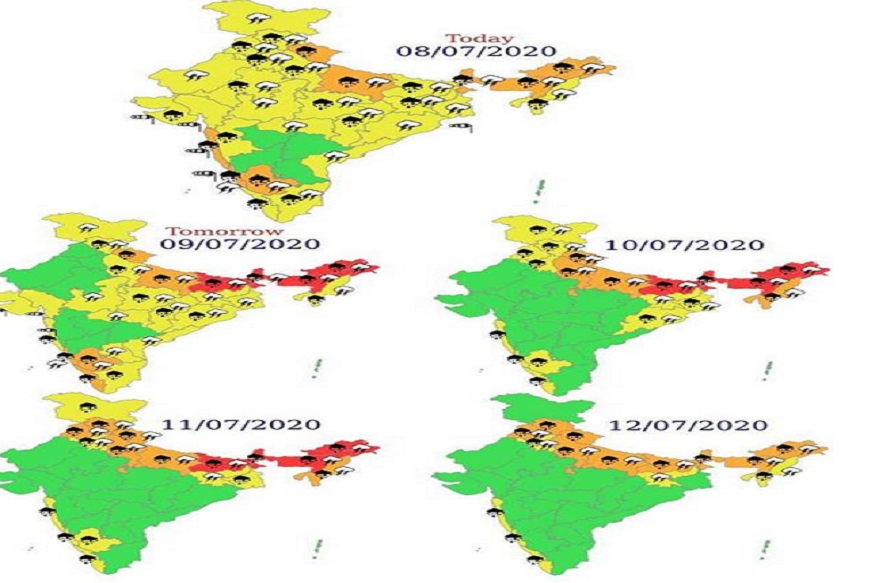 Weather news India : 9 से 12 जुलाई के दौरान भारी बारिश होने की संभावना