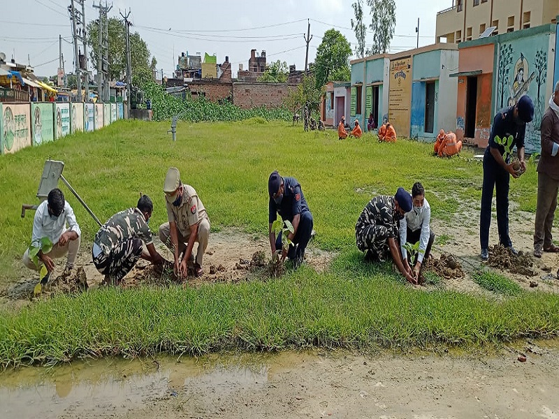 एन.डी.आर.एफ.और सशस्त्र सीमा बल ने किया पौधरोपण